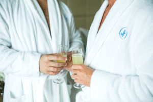Gay St Petersburg Florida Wedding | Grooms Getting Ready with Robes and Champagne