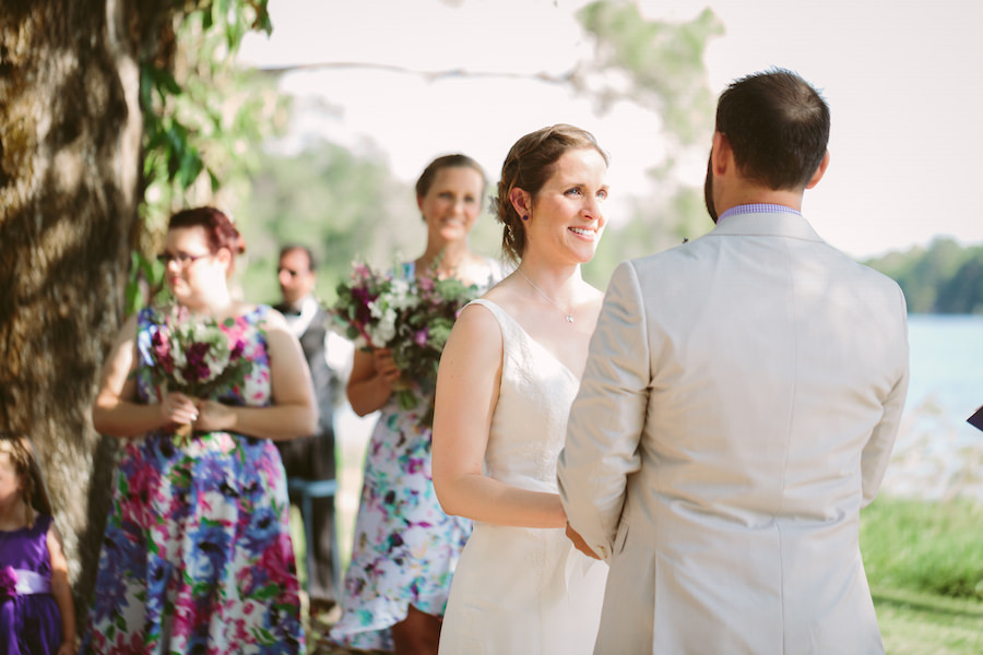Outdoor, Rustic, Waterfront Tampa Bay Wedding Ceremony | Bride and Groom Vow Exchange