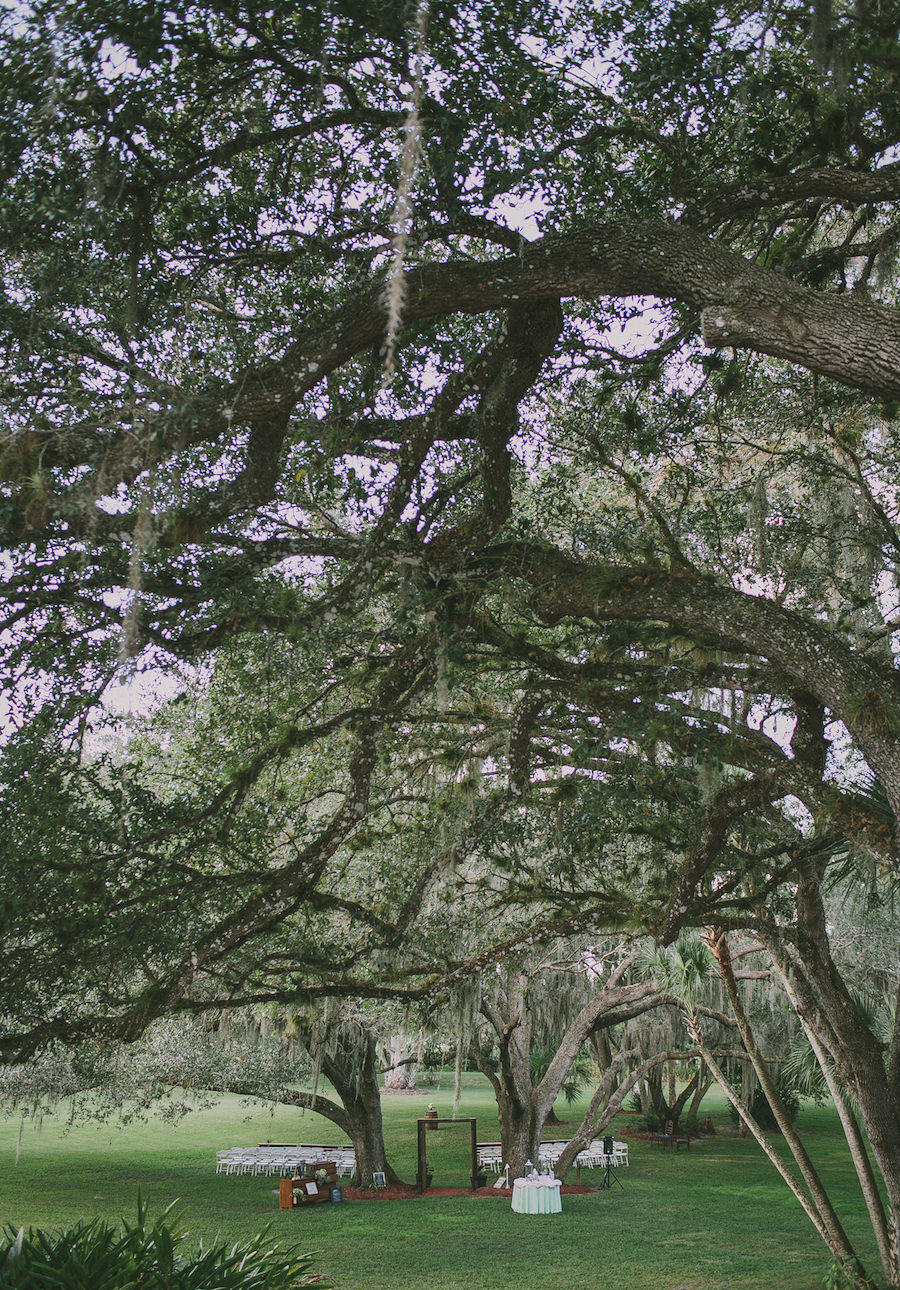 Outdoor, Rustic Sarasota Wedding Ceremony Underneath Oak Tree | Sarasota Wedding Venue Southern Oaks