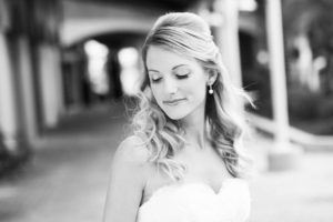 Outdoor, Tampa Bridal Wedding Portrait in White, Lace Strapless Dress