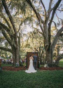 Outdoor, Rustic Sarasota Wedding Ceremony | Bride and Dad Walking Down Aisle | | Sarasota Wedding Venue Southern Oaks