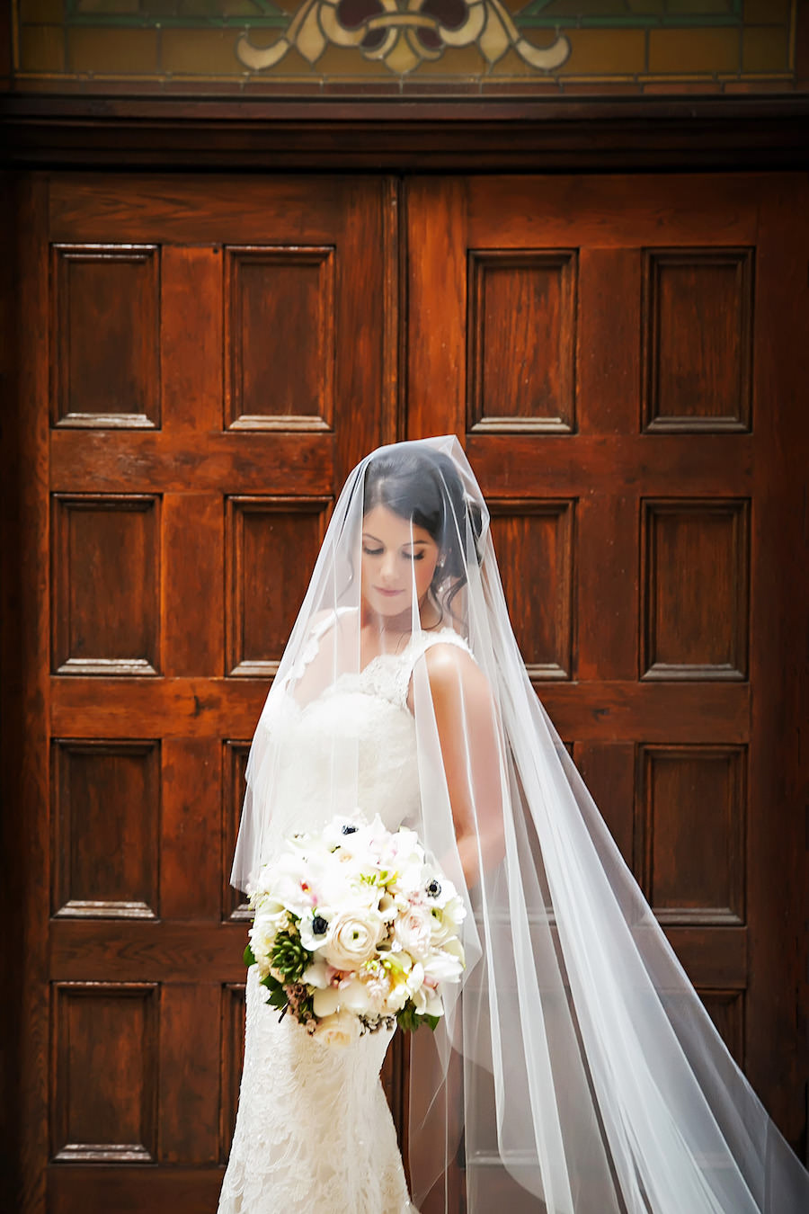 Bridal Wedding Portrait in Ivory, Lace Romona Keveza Wedding Dress | Tampa Wedding Dress Shop Isabel O'Neil Bridal | Tampa Wedding Photographer Limelight Photography