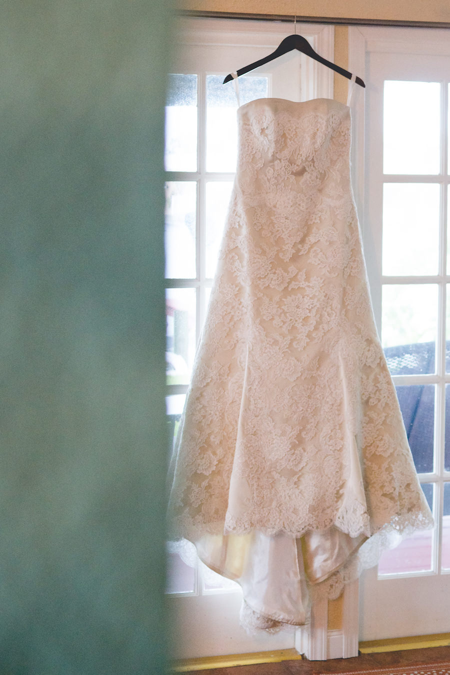 Lace, Ivory, Strapless Modern Trousseau Wedding Dress