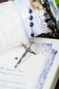 Silver Rosary on Tampa Wedding Ceremony Program Booklet