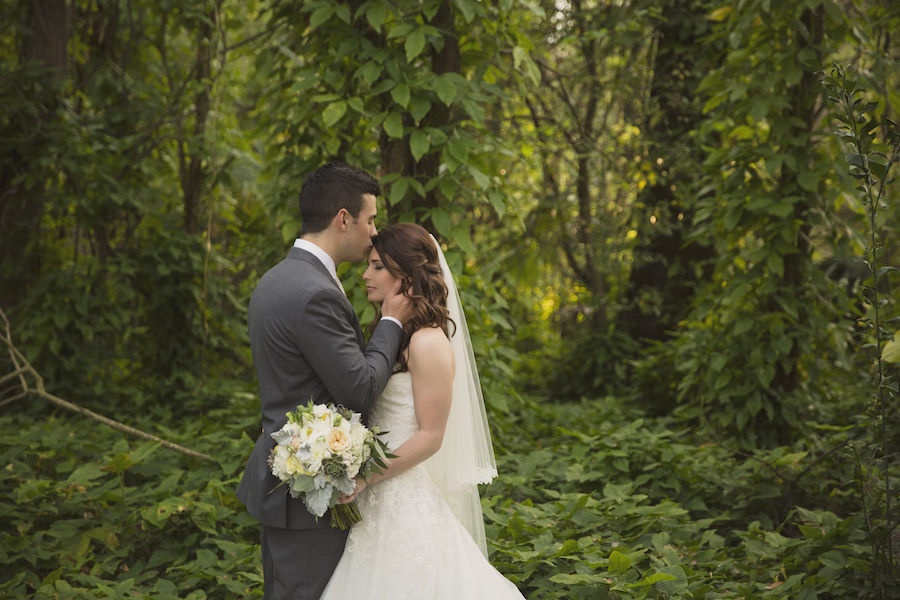 Bride and Groom In Woods Outdoor Wedding Portrait | Rustic Sarasota Wedding