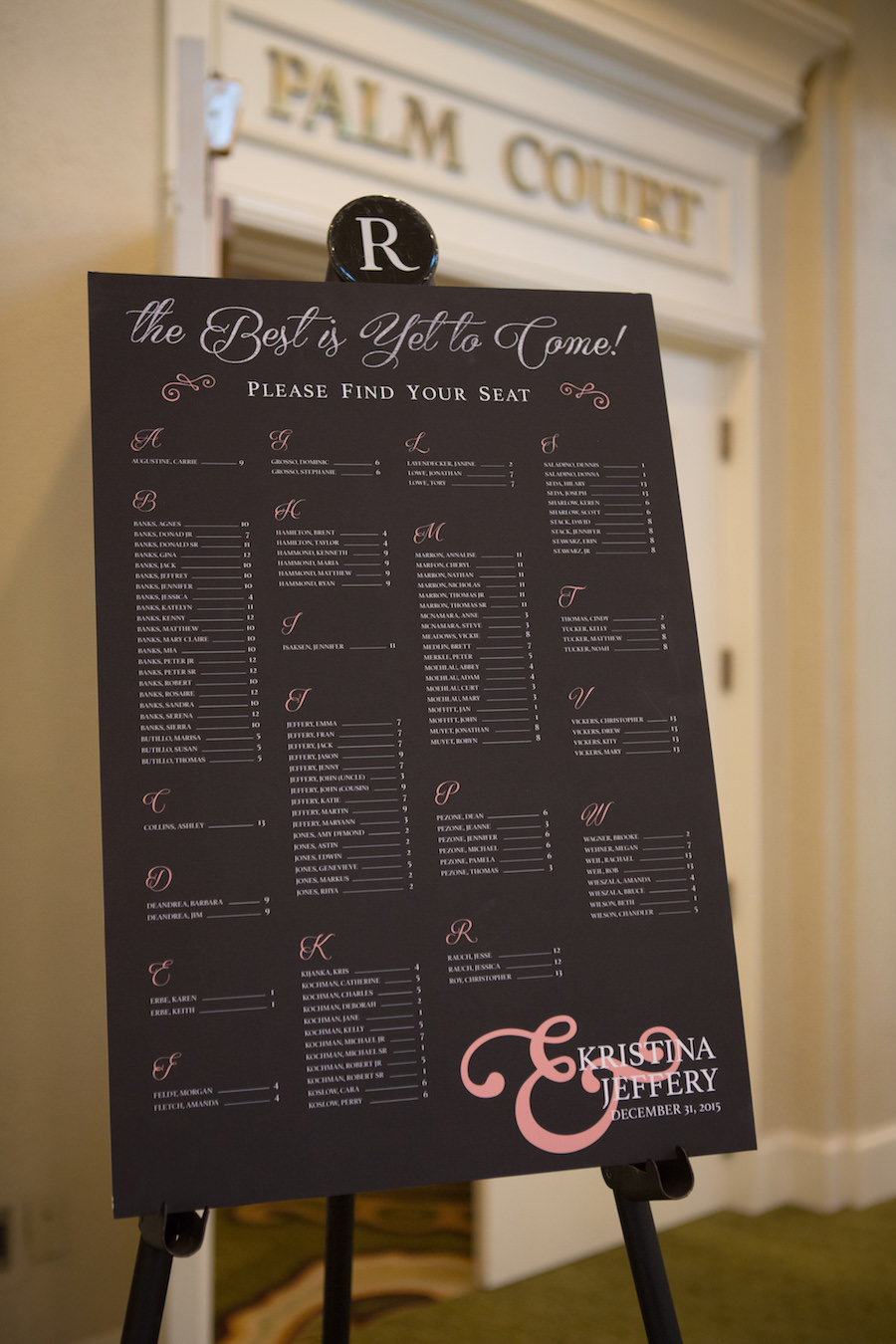 Black, White and Blush Custom Wedding Seating Chart | Florida Wedding Photographer Carrie Wildes Photography