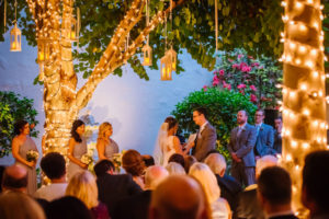 Outdoor Wedding Ceremony with Hanging Lanterns and Lighted Trees| Museum of Fine Art St Petersburg | St. Pete Wedding Planner Kimberly Hensley Events