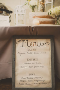Rustic Wooden Handwritten Wedding Reception Menu Sign