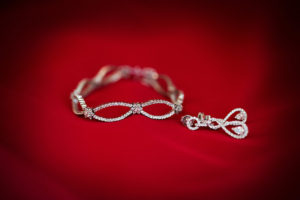 Bridal Wedding Jewelry: Diamond Bracelet and Earrings Bridal Details