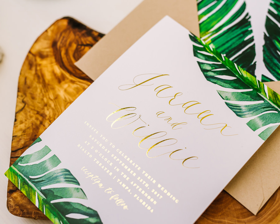 Tropical-Palm-Leaf-Botanical-Florida-Wedding-Invitation | Custom Tampa Bay Wedding Invitations and Stationery Citrus Press Co.