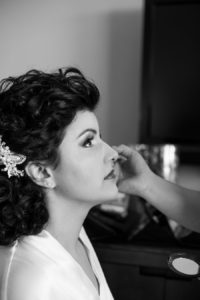 Tampa Bridal Hair and Makeup Getting Ready Portrait | Tampa Wedding Hair and Makeup Artists Michele Renee the Studio| Tampa Wedding Photographers Caroline and Evan Photography