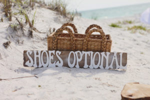 Shoes Optional Sign on Bradenton Beach Wedding Ceremony