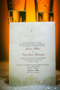 Ivory and Gold Wedding Invitation Stationary Suite with Callligraphy and Embossed Detail Header and Footer