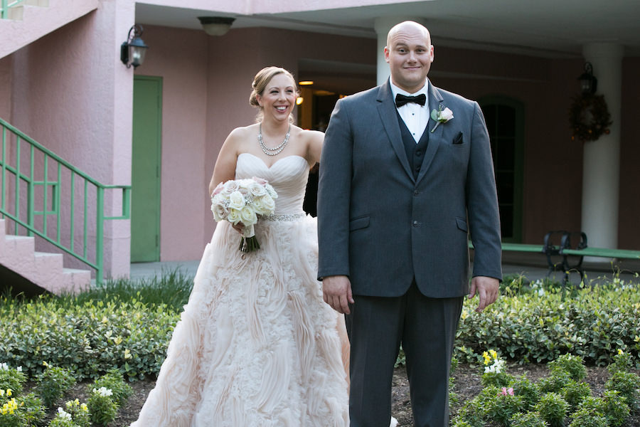 St. Petersburg Bride and Groom First Look Wedding Portrait at Vinoy Renaissance Wedding Venue | Florida Wedding Photographer Carrie Wildes Photography