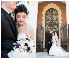Outdoor, Tampa Bride and Groom Wedding Portrait at Church | Tampa Wedding Photographers Caroline and Evan Photography