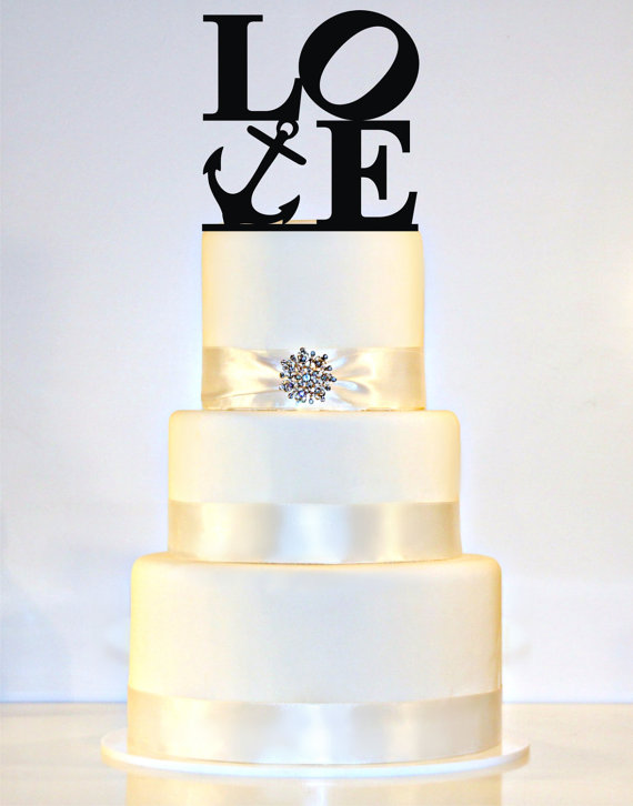 Love Anchor Nautical Wedding Cake Topper | Etsy WyaleDesigns