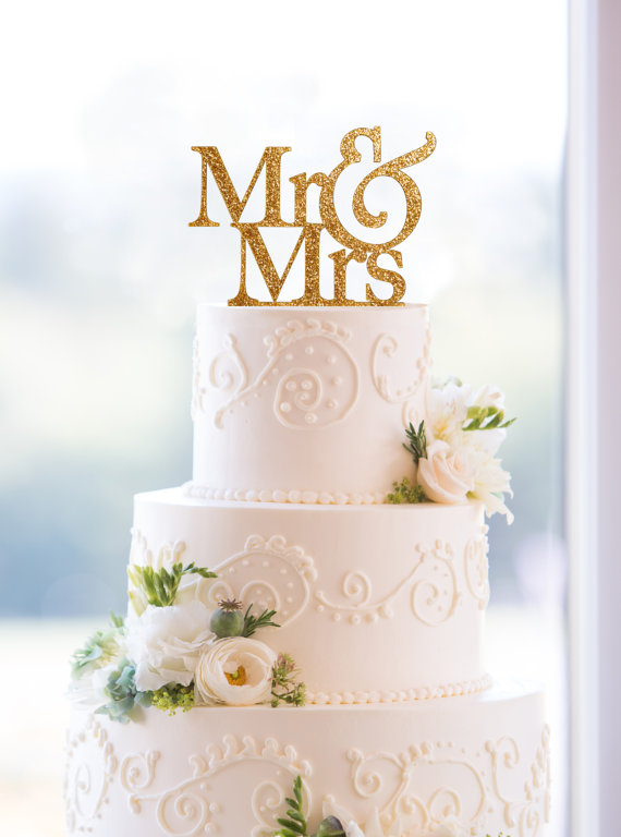 Mr and Mrs Glitter Cake Topper | Etsy ChicagoFactory