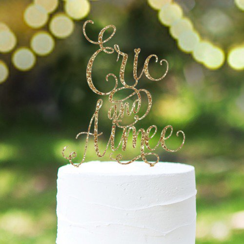Personalized Glitter Monogram Wedding Cake Topper | Beau-coup