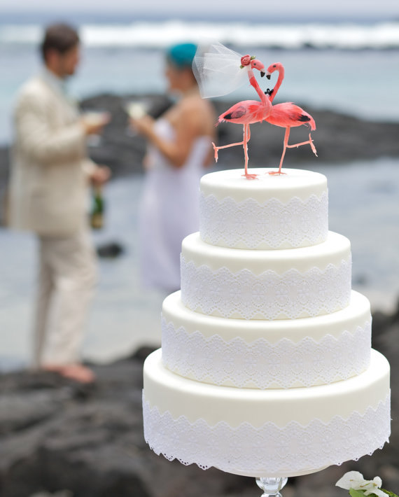 Pink Flamingo Wedding Cake Topper | Etsy LoveNesting