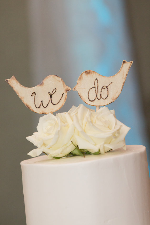 Rustic We Do Love Birds Wedding Cake Topper | Etsy RusticDarlingCottage