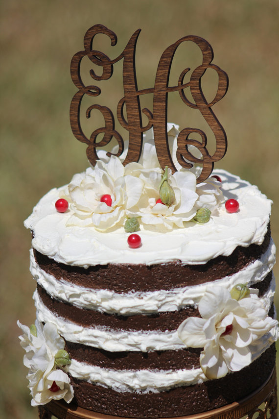Wooden Monogram Rustic Wedding Cake Topper | Etsy WeddingPros