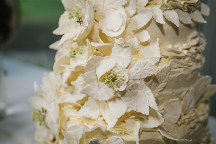 Ivory Sugar Flower Wedding Cake Detail