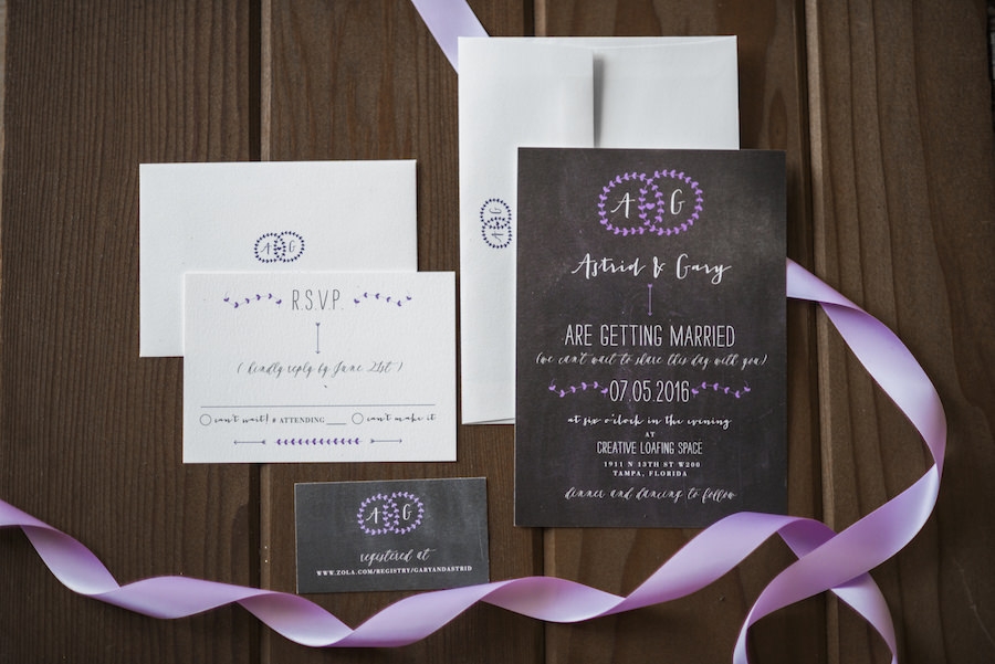 Purple and Ivory Wedding Invitation Stationery | Tampa Wedding Stationery and Invitations Citrus Press Co.