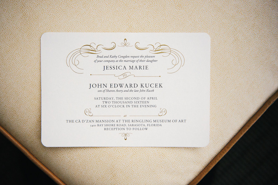 Elegant Ivory and Gold Formal Wedding Invitation