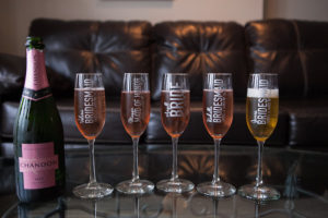 Bride and Bridesmaids Personalized Champagne Glasses | Tampa Wedding Photographer Carrie Wildes Photography