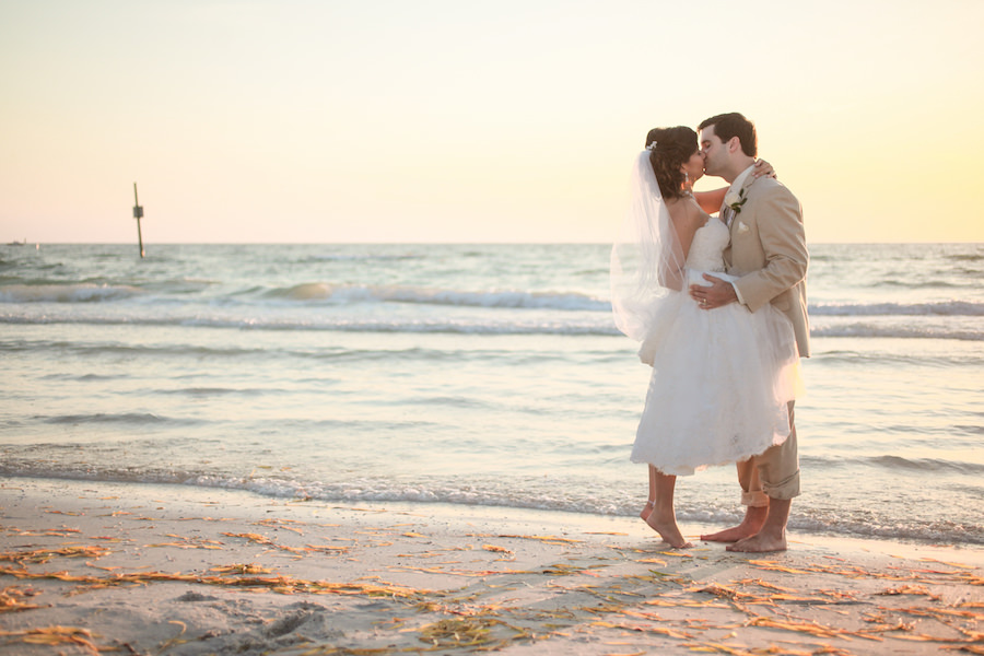 Florida Oceanfront Bride and Groom Wedding Portrait at Clearwater Wedding Venue Hilton Clearwater Beach