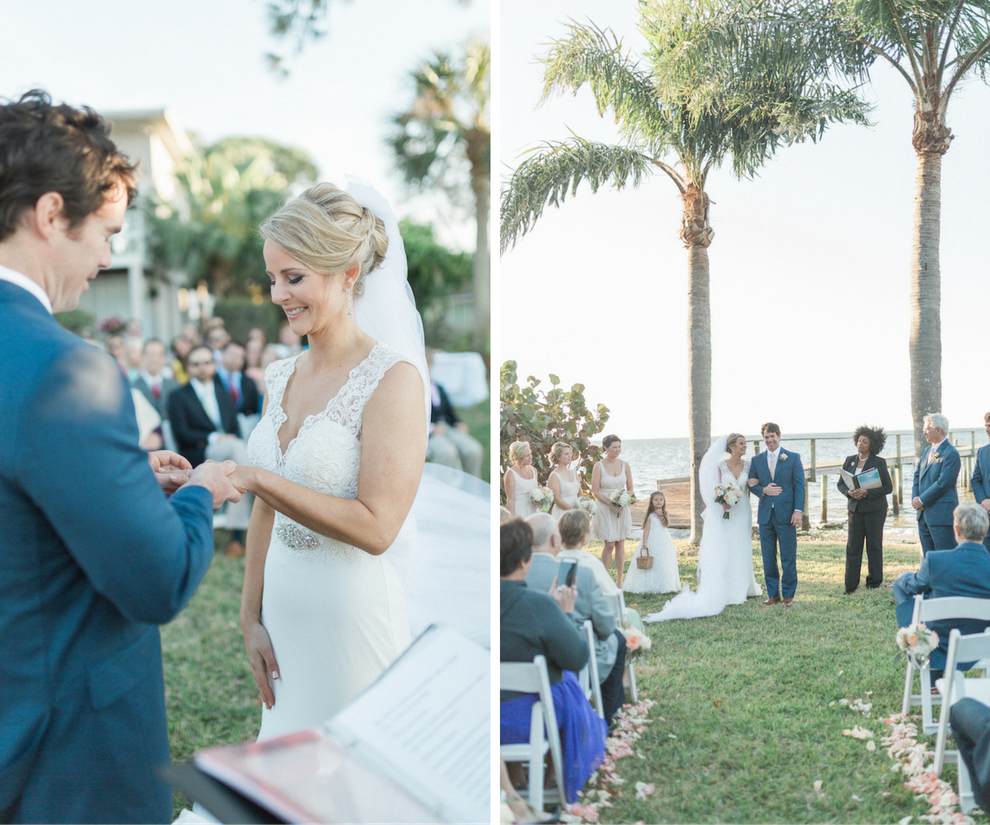Outdoor Florida Wedding Ceremony Bride and Groom Ring Exchange