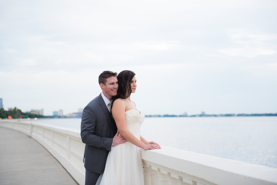 Bayshore Boulevard Waterfront Bride and Groom Wedding Portrait | South Tampa Wedding Photographer Kera Photography
