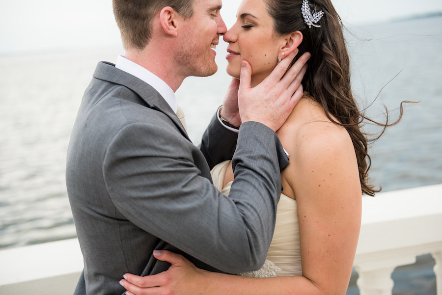 Bayshore Boulevard Waterfront Bride and Groom Wedding Portrait | Hair by Michele Renee The Studio | South Tampa Wedding Photographer Kera Photography