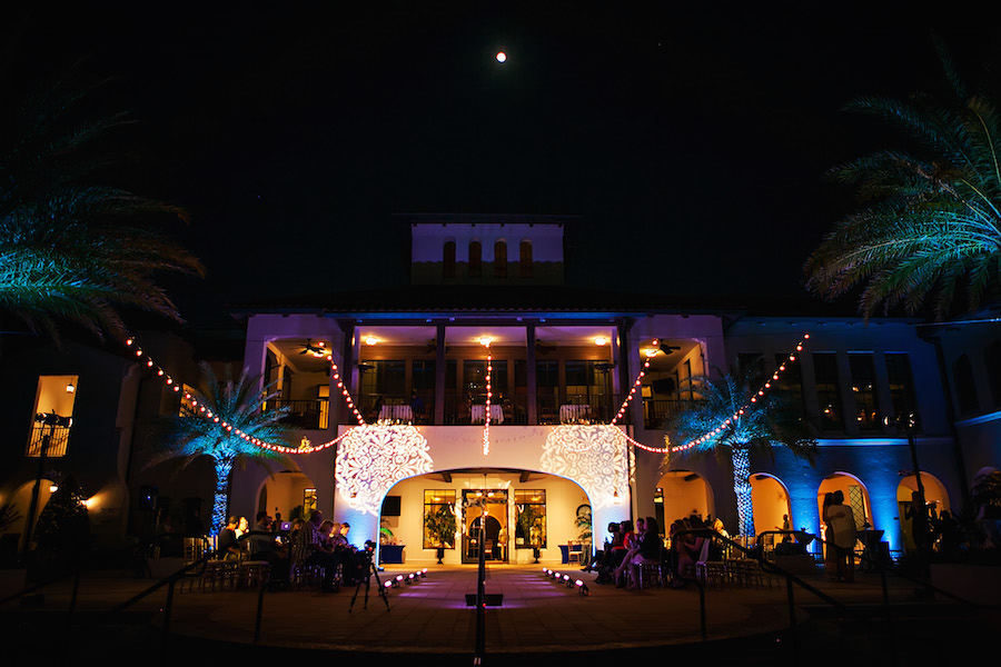 Marry Me Tampa Bay Wedding Week Fashion Show | Waterfront South Tampa Nautical Wedding Venue Westshore Yacht Club | Uplighting and GOBO by Nature Coast Entertainment Services | Wedding Photographer Limelight Photography