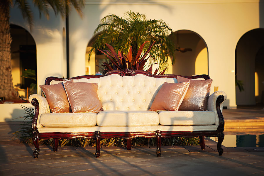 Vintage Couch Wedding Decor | Tampa Rentals Tufted Vintage Rentals