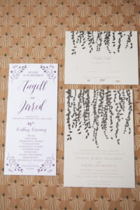Purple and Ivory Wedding Invitation Stationary