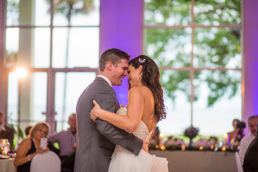 Bride and Groom First Dance Wedding Day Portrait | Purple Uplighting by Delite Entertainment | South Tampa Wedding Photographer Kera Photography