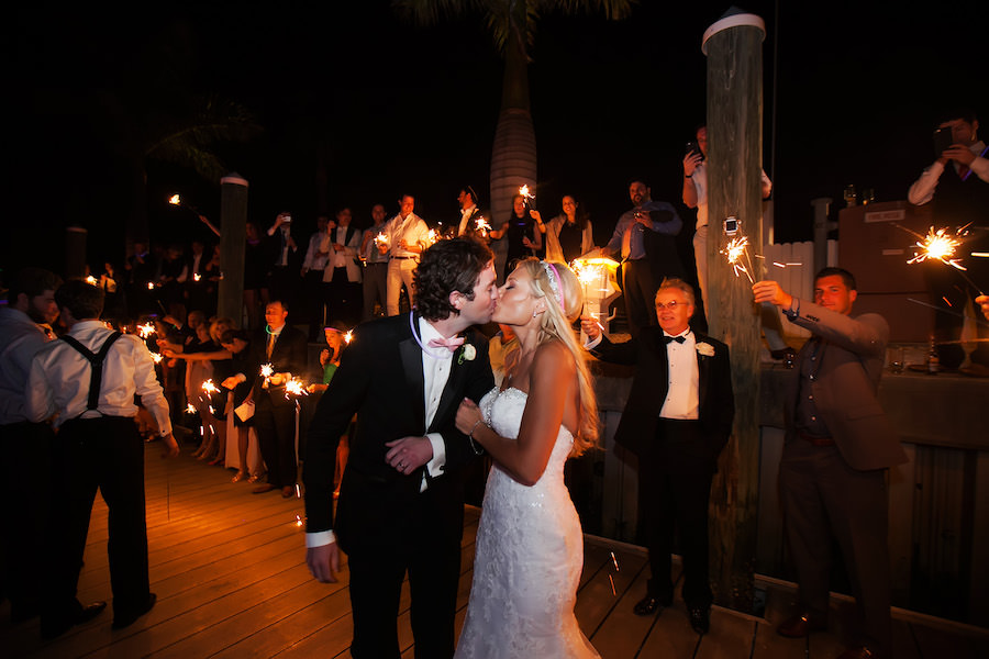 Bride and Groom Wedding Sparkler Exit | Clearwater Beach Wedding Photographer Limelight Photography