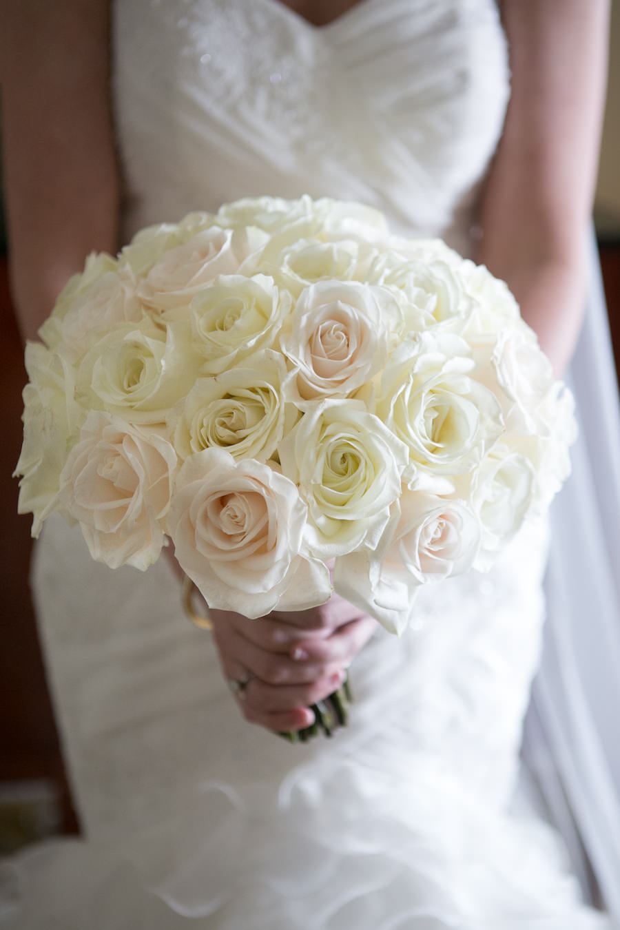 Ivory and Blush Bridal Wedding Bouquet of Roses | Downtown Tampa Wedding Florist Northside Florist | Wedding Photography by Carrie Wildes Photography