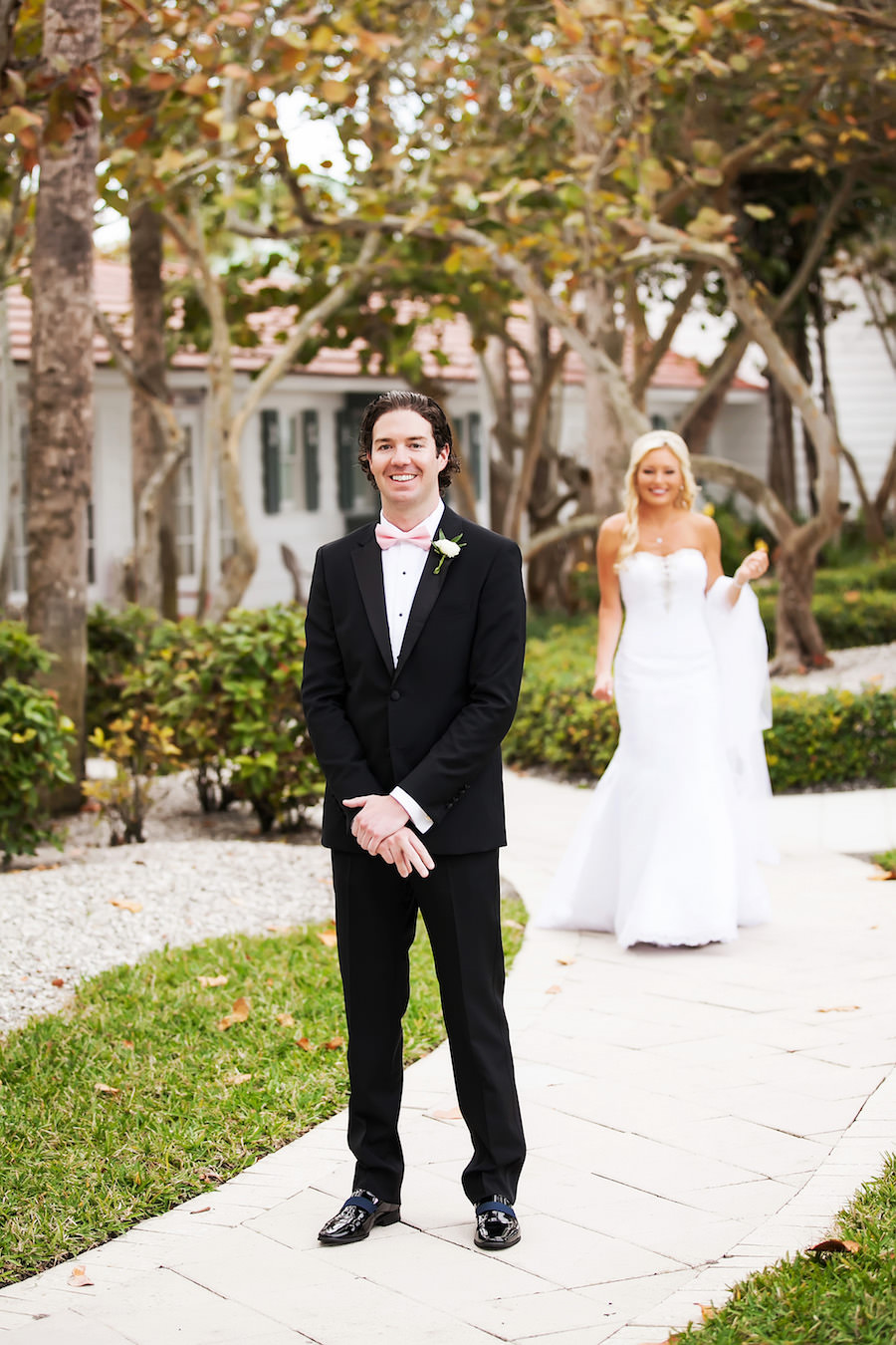 Clearwater Beach Bride and Groom First Look Wedding Portrait | Clearwater Wedding Photographer Limelight Photography