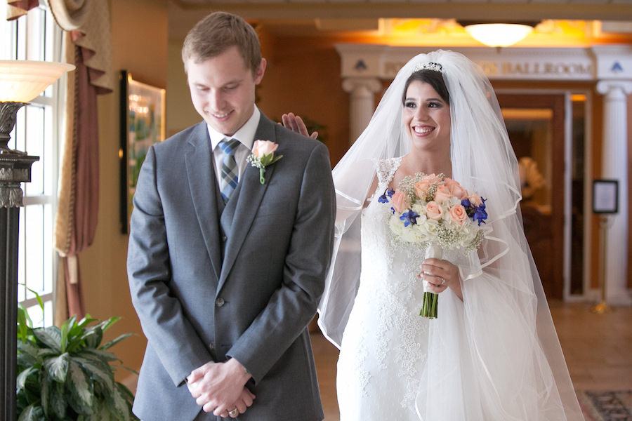 Bride and Groom First Look Wedding Portrait | Tampa Bay Wedding Photographer Carrie Wildes Photography