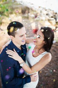 Outdoor, Waterfront Clearwater Beach Engagement Session With Confetti | Clearwater Wedding Photographer Limelight Photography