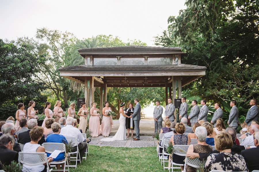 Outdoor Bayfront Sarasota Wedding Ceremony Venue at Marie Shelby Botanical Gardens