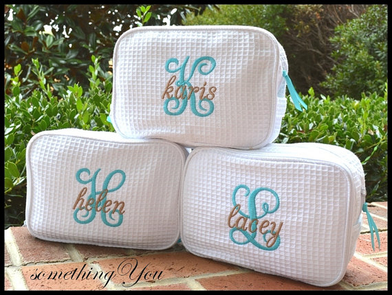 ETSY Personalized Waffle Cosmetics Bag | Useful Bridal Party Gift Ideas