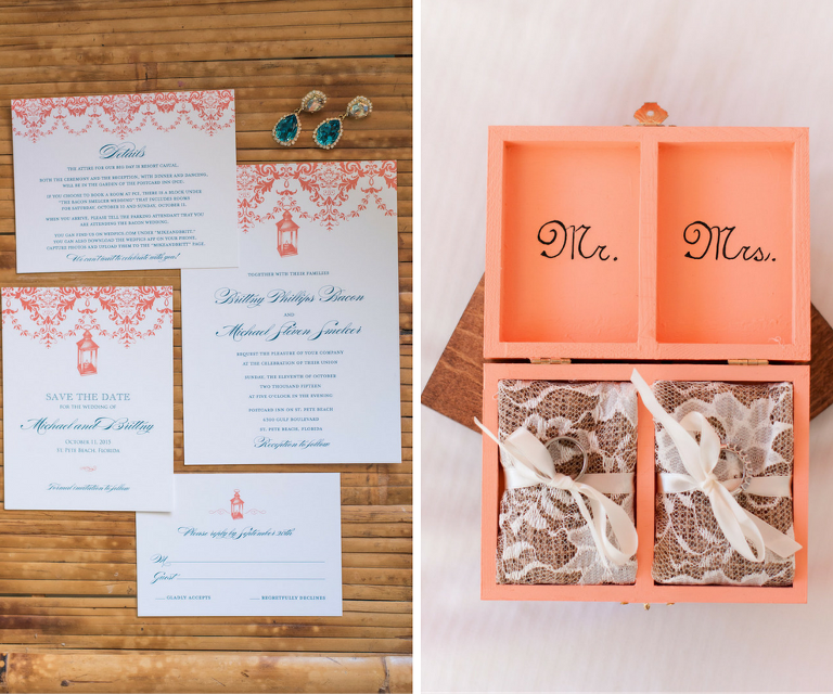 Coral Turquoise Outdoor St Pete Beach Postcard Inn Wedding