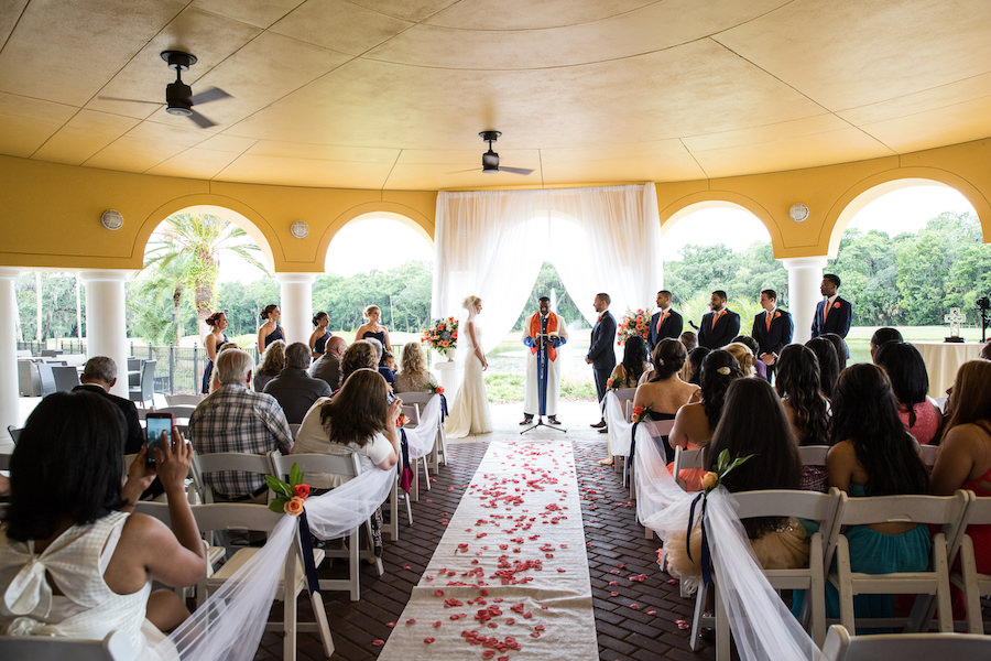 Bride and Groom Exchanging Vows at Outdoor, Tampa Wedding Ceremony at Tampa Wedding Venue Tampa Palms Golf and Country Club
