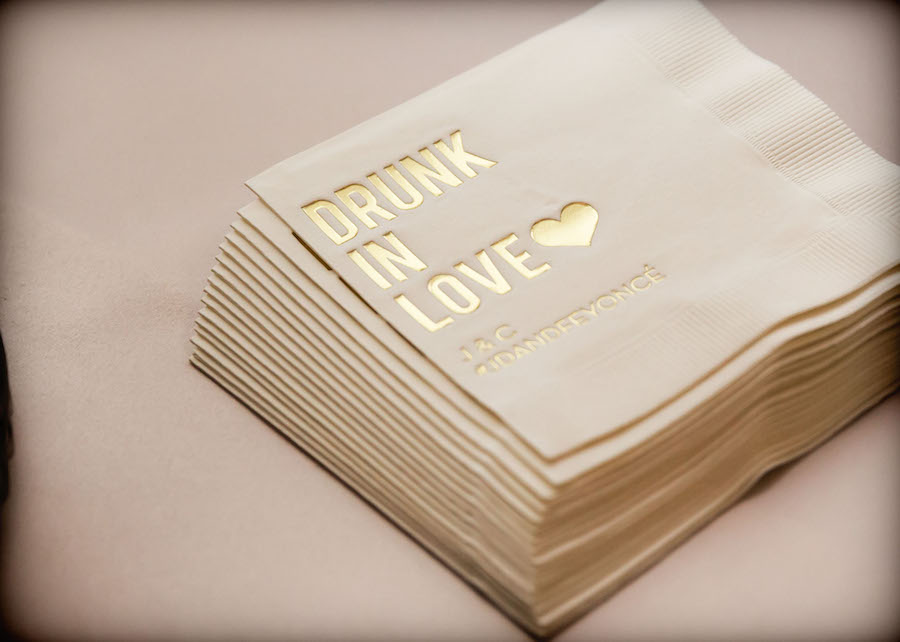 Drunk in Love, Pink and Gold Wedding Napkins | Beyonce Inspired Wedding