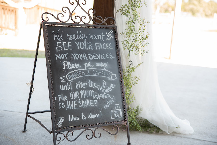 Plant City Wedding Reception Chalkboard Sign Unplugged Wedding