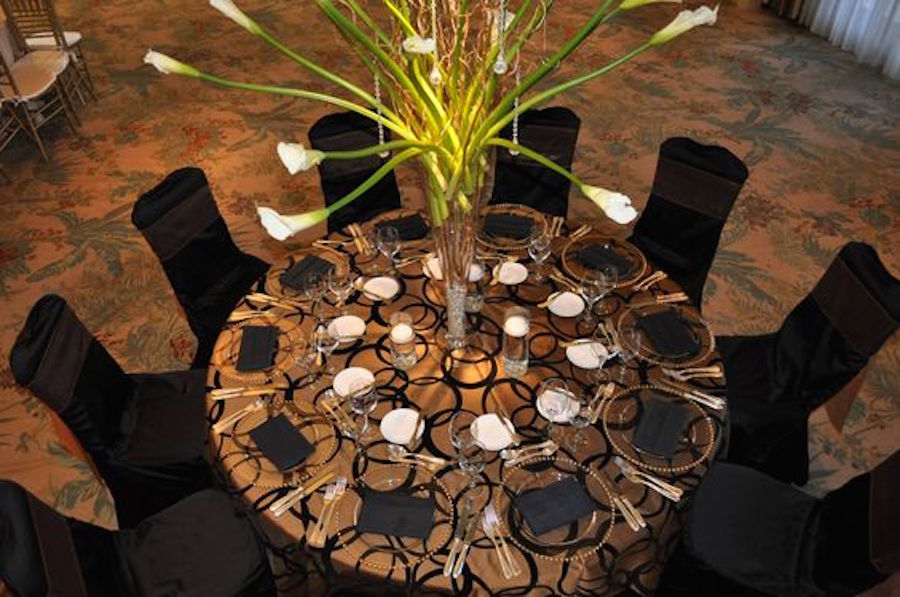 black and gold chair covers