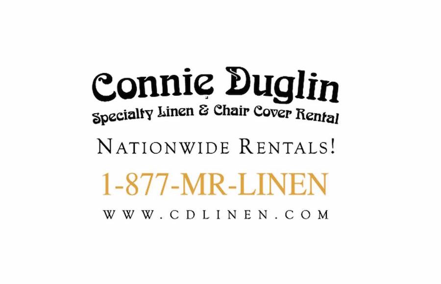 Tampa Bay Wedding Rental Linens and Chair Covers by Connie Duglin Specialty Linens Logo